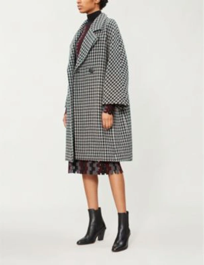 Shop Maje Garlone Houndstooth Wool-blend Coat In Jacquard