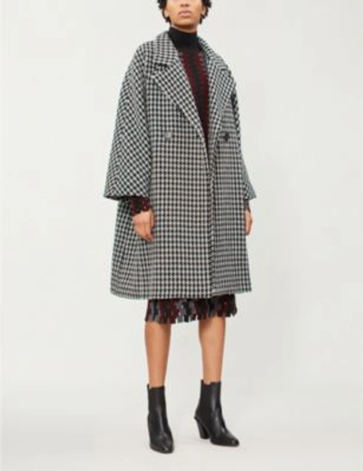 Shop Maje Garlone Houndstooth Wool-blend Coat In Jacquard