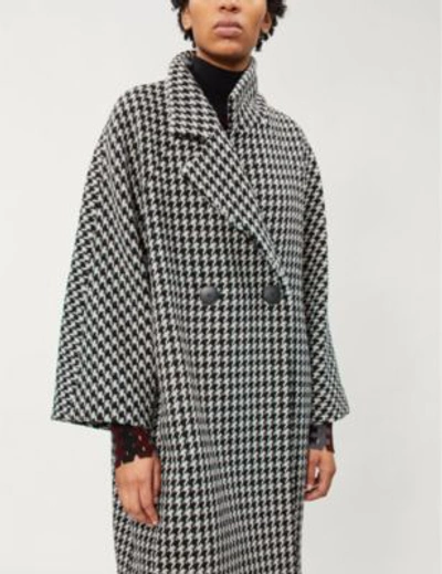 Shop Maje Garlone Houndstooth Wool-blend Coat In Jacquard
