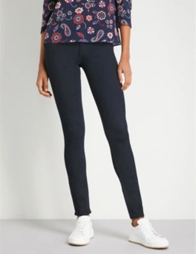 Shop Claudie Pierlot Velvet Waistband Skinny High-rise Jeans In Navy