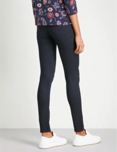 Shop Claudie Pierlot Velvet Waistband Skinny High-rise Jeans In Navy