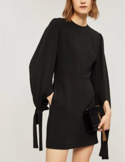 Shop Stella Mccartney Cuff-tie Crepe Dress In Black