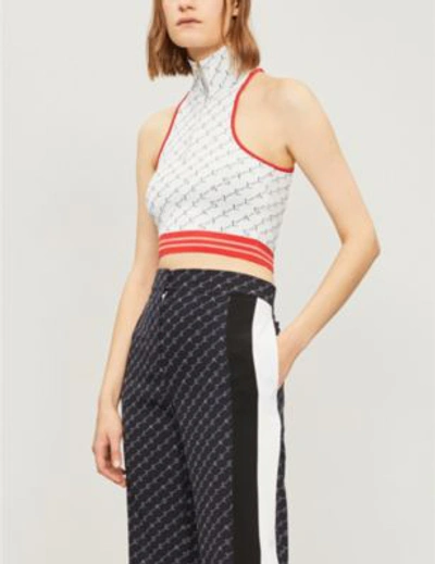 Shop Stella Mccartney Logo-intarsia Knitted Crop Top In Ivory Colourway