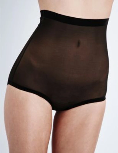 Shop Wolford Womens Black High-rise Tulle Control Briefs