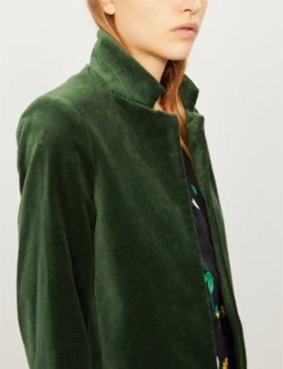 Shop Zadig & Voltaire Volly Peak-lapel Velvet Blazer In Foret