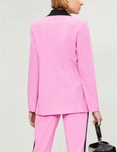 Shop Diane Von Furstenberg Contrast Lapels Stretch-wool Jacket In Gum/black
