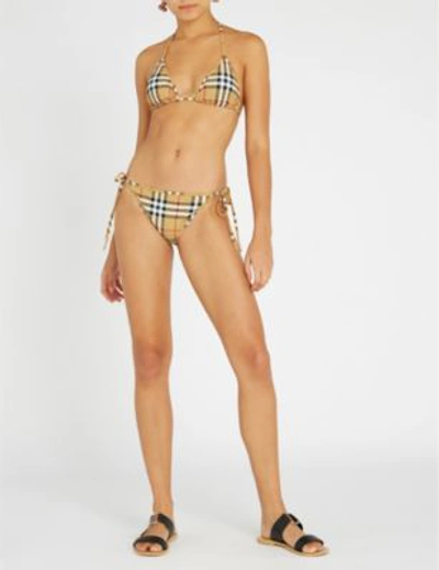 Shop Burberry Camel Brown Check Triangle Bikini