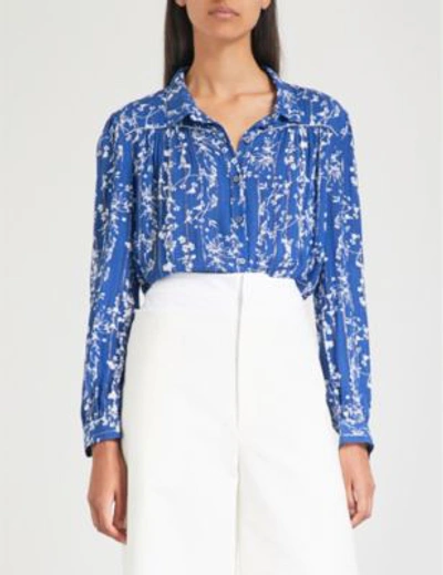 Shop Ba&sh Folly Floral-print Woven Shirt In Bleuet