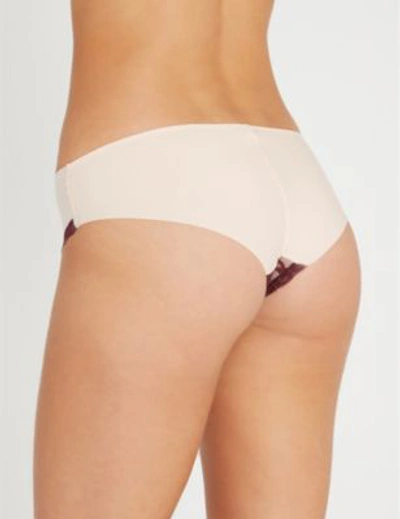 Shop Stella Mccartney Bella Admiring Stretch-jersey And Lace Briefs In Aubergine