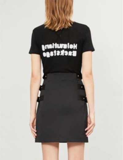 Shop Helmut Lang Buckle-embellished Cotton Skirt In Black