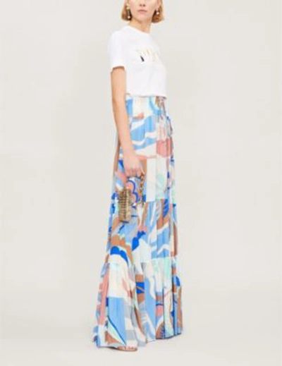 Shop Emilio Pucci Pleated Printed Silk-crepe Maxi Skirt In Talpa Fioraliso