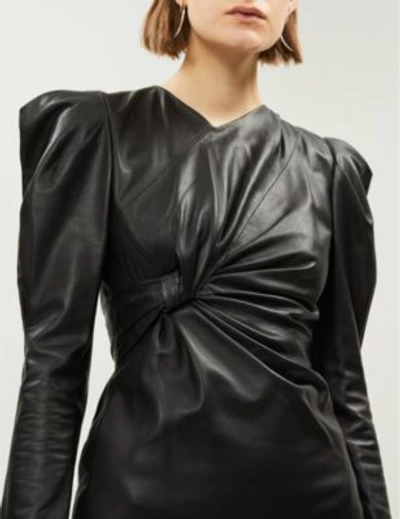 Shop Isabel Marant Puffed-shoulder Leather Dress In Black