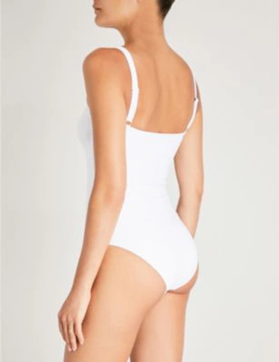 Shop Asceno Bandeau Swimsuit In Bright White