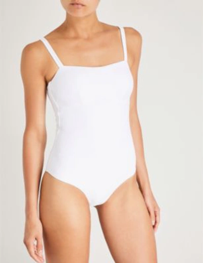 Shop Asceno Bandeau Swimsuit In Bright White