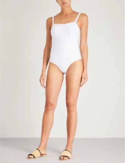 Shop Asceno Bandeau Swimsuit In Bright White