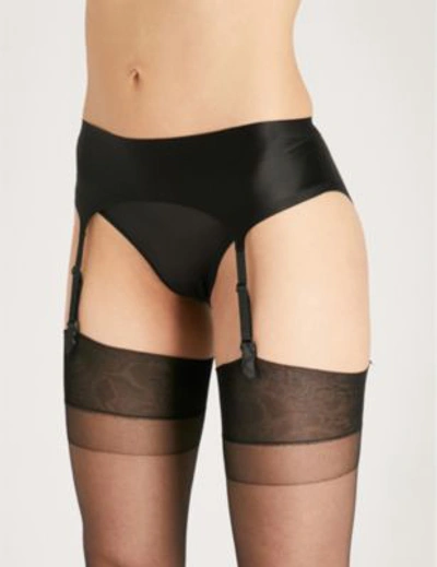 Shop Wolford Women's Black Satin And Jersey Suspender Belt