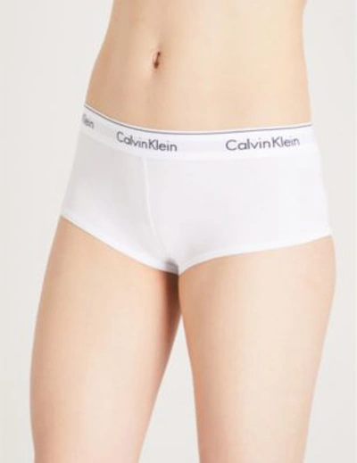 Calvin Klein Modern Cotton Jersey Boy Shorts In White | ModeSens