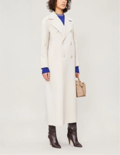 Max Mara Custodi Double-breasted Brushed Wool Coat In Sand White | ModeSens