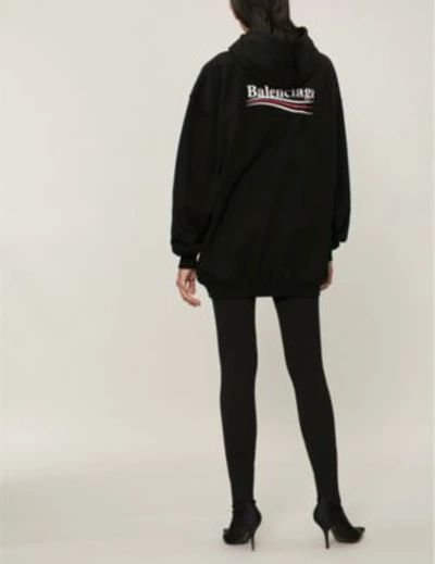 Shop Balenciaga Womens Black Logo-print Cotton-jersey Hoody