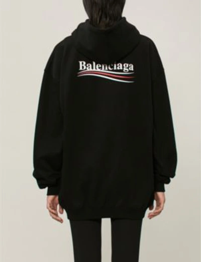 Shop Balenciaga Womens Black Logo-print Cotton-jersey Hoody