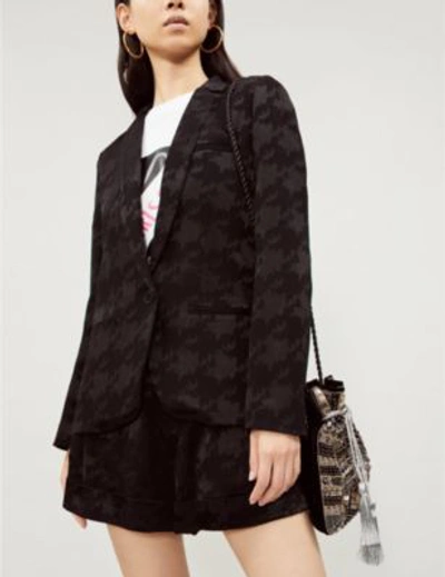 Shop Ba&sh Women's Black Noir Woven Nalia Dogtooth Jacket