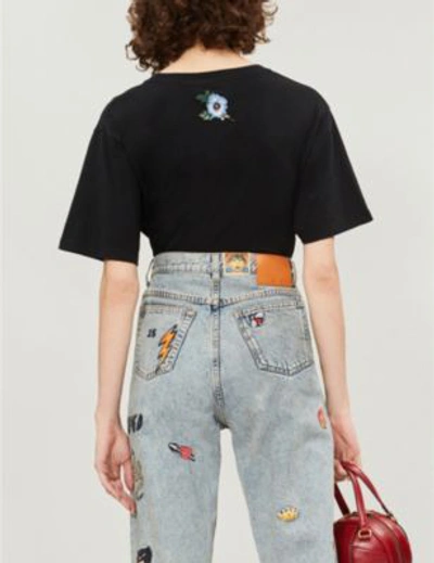 Gucci Cotton T-shirt With Vintage Logo Print In Black Printed