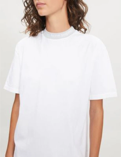 Shop Acne Studios Gojina Logo-print Cotton-jersey T-shirt In Optic White