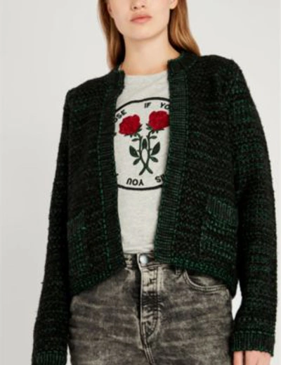 Shop Sandro Patch Pocket Knitted Cardigan In Black