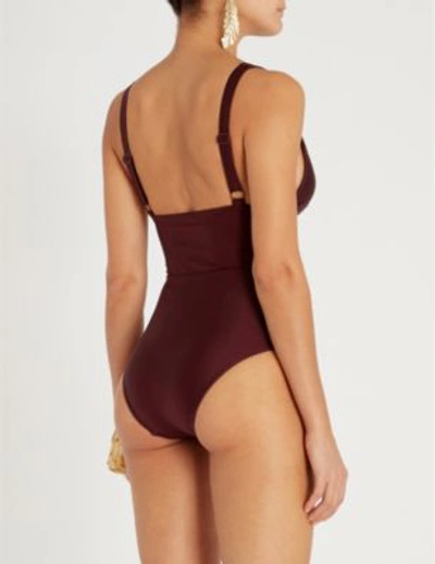 Shop Zimmermann Dark Purple Juniper Button Swimsuit In Mulberry