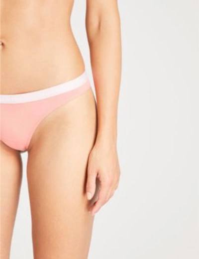 Shop Calvin Klein Carousel Stretch-cotton Thong In Bq5 Bright Quartz