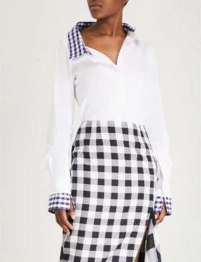 Shop Monse Double Collar Cotton-poplin Shirt In White Multi