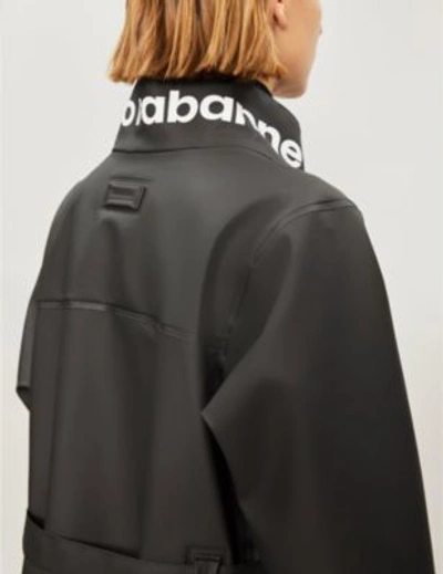 Shop Paco Rabanne Logo-print Pvc Hooded Parka In Black
