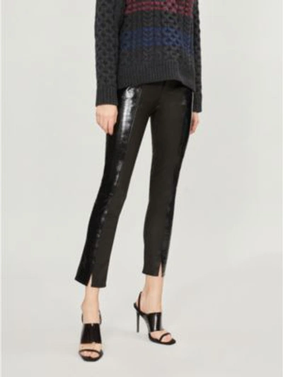 Shop Rag & Bone Evelyn Cropped High-rise Leather Skinny Trousers In Black