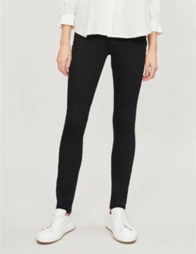 Shop Claudie Pierlot Velvet Waistband Skinny High-rise Jeans In Noir