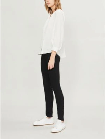 Shop Claudie Pierlot Velvet Waistband Skinny High-rise Jeans In Noir