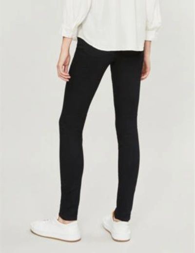 Shop Claudie Pierlot Velvet Waistband Skinny High-rise Jeans In Noir