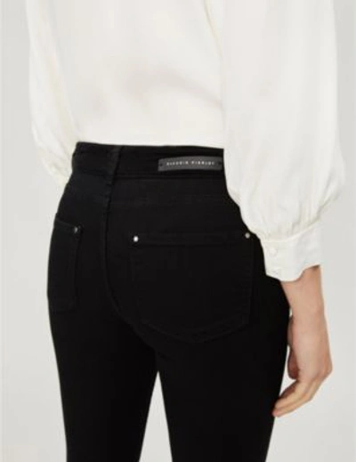 Shop Claudie Pierlot Velvet Waistband Skinny High-rise Jeans In Noir