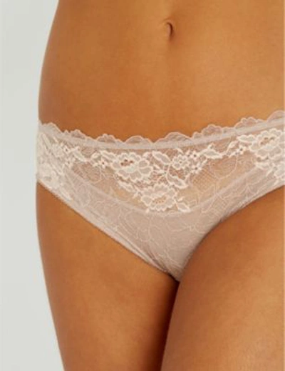 Wacoal Lace Perfection Stretch-lace Mid-rise Briefs In Rose Mist