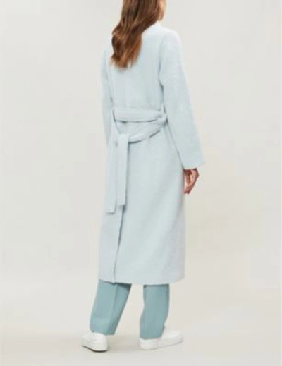 Shop Vince Longline Single-breasted Mohair Coat In Cloud