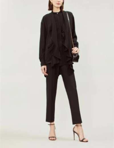 Shop Givenchy Pleated-ruffle Silk-crepe Shirt In Black