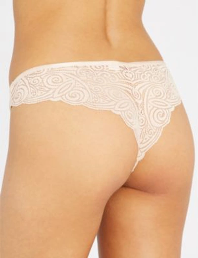 Shop Chantelle Pyramide Stretch-lace And Tulle Tanga Briefs In Golden Beige
