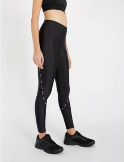 Shop P.e Nation Versatile Womens Black Logo-tape Mid-rise Stretch-jersey Leggings