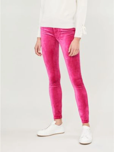 Shop Paige Hoxton Skinny High-rise Velvet Jeans In Cherries Jubilee