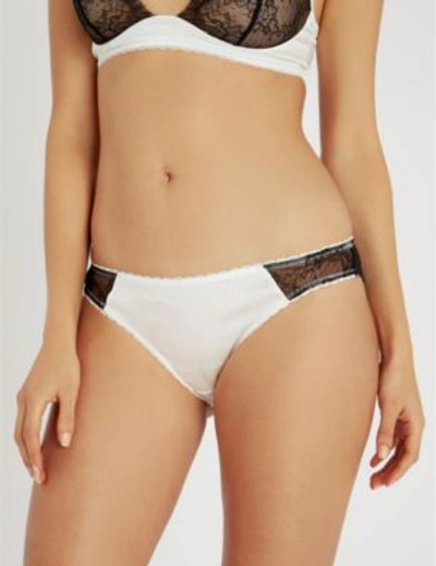 Shop Stella Mccartney Gigi Giggling Silk Bikini Briefs In White
