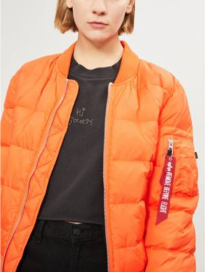 Shop Alpha Industries Ma-1 Shell And Down-blend Bomber Jacket In Flame Org