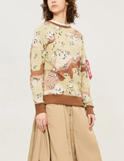 Shop Alpha Industries Camouflage-print Cotton-blend Sweatshirt In Choc Chip