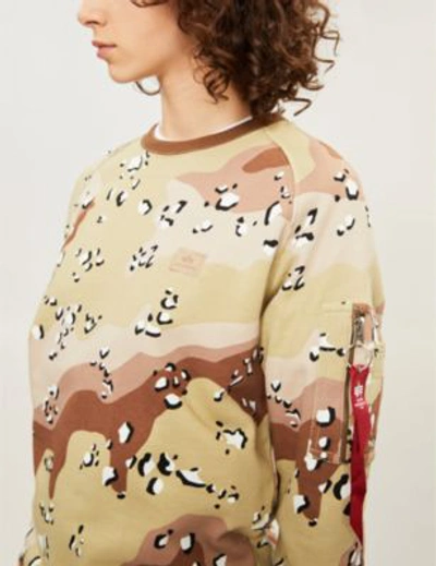 Shop Alpha Industries Camouflage-print Cotton-blend Sweatshirt In Choc Chip