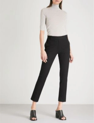 Shop Joseph Women's Black Zoom Cropped Stretch-gabardine Trousers
