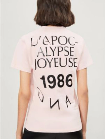 Shop Helmut Lang L'apocalypse Joyeuse Cotton-jersey T-shirt In Rose Quartz