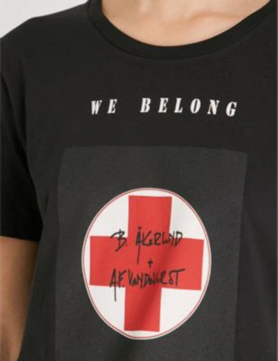 Shop A.f.vandevorst X B. Åkerlund Printed Cotton-jersey T-shirt In Black